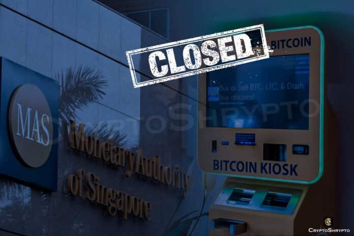Singapore crypto ATMs closed in order to comply with new central bank rules