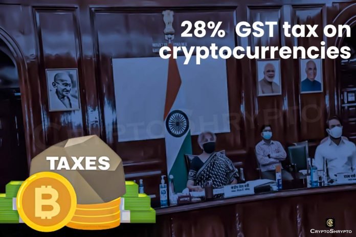 GST council of India plan to impose 28% tax cryptocurrencies
