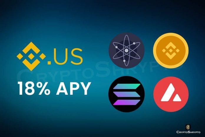 Binance.US launches a new Staking platform to offer users to gain upto 18% APY