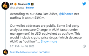 Binance CEO opens up on crypto outflows