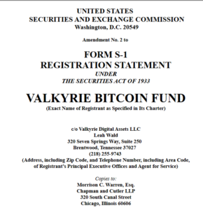 Valkyrie submits application for Bitcoin spot ETF