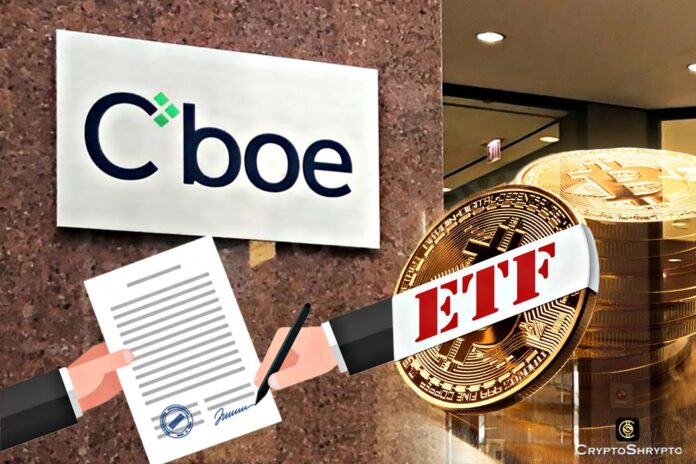 Cboe resubmits 5 spot Bitcoin ETF application