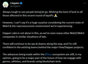 Dapper Labs announces their 3rd layoffs