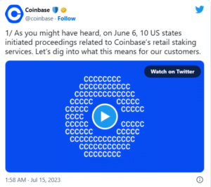 Coinbase halts staking services in four US States