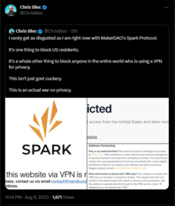 MakerDAO stops users from accessing Spark Protocol